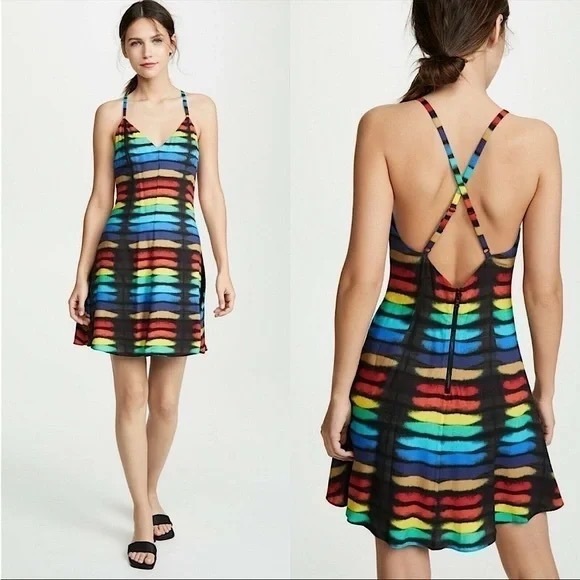 Alice + Olivia Dresses & Skirts - Alice + Olivia Alves Rainbow Tie Die Strap mini Dress